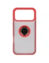 Etui z uchwytem na palec Bizon Case Hybrid Ring do Apple iPhone 17 Pro Max przydymione z czerwoną ramką