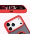 Etui z uchwytem na palec Bizon Case Hybrid Ring do Apple iPhone 17 Pro Max przydymione z czerwoną ramką
