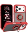 Etui z uchwytem na palec Bizon Case Hybrid Ring do Apple iPhone 17 Pro przydymione z czerwoną ramką