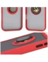 Etui z uchwytem na palec Bizon Case Hybrid Ring do Apple iPhone 17 Pro Max przydymione z czerwoną ramką