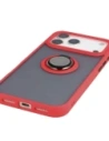 Etui z uchwytem na palec Bizon Case Hybrid Ring do Apple iPhone 17 Pro Max przydymione z czerwoną ramką