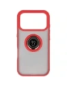 Etui z uchwytem na palec Bizon Case Hybrid Ring do Apple iPhone 17 Pro przydymione z czerwoną ramką