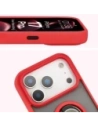 Etui z uchwytem na palec Bizon Case Hybrid Ring do Apple iPhone 17 Pro przydymione z czerwoną ramką