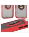 Etui z uchwytem na palec Bizon Case Hybrid Ring do Apple iPhone 17 Pro przydymione z czerwoną ramką