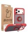 Etui z uchwytem na palec Bizon Case Hybrid Ring do Apple iPhone 17 Pro Max przydymione z czerwoną ramką