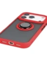 Etui z uchwytem na palec Bizon Case Hybrid Ring do Apple iPhone 17 Pro przydymione z czerwoną ramką
