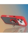 Etui z uchwytem na palec Bizon Case Hybrid Ring do Apple iPhone 17 Pro przydymione z czerwoną ramką