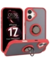 Etui z uchwytem na palec Bizon Case Hybrid Ring do Apple iPhone 17 przydymione z czerwoną ramką