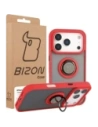 Etui z uchwytem na palec Bizon Case Hybrid Ring do Apple iPhone 17 Pro przydymione z czerwoną ramką