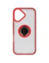 Etui z uchwytem na palec Bizon Case Hybrid Ring do Apple iPhone 17 przydymione z czerwoną ramką