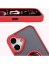 Etui z uchwytem na palec Bizon Case Hybrid Ring do Apple iPhone 17 przydymione z czerwoną ramką