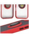 Etui z uchwytem na palec Bizon Case Hybrid Ring do Apple iPhone 17 przydymione z czerwoną ramką