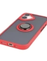 Etui z uchwytem na palec Bizon Case Hybrid Ring do Apple iPhone 17 przydymione z czerwoną ramką