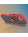 Etui z uchwytem na palec Bizon Case Hybrid Ring do Apple iPhone 17 przydymione z czerwoną ramką