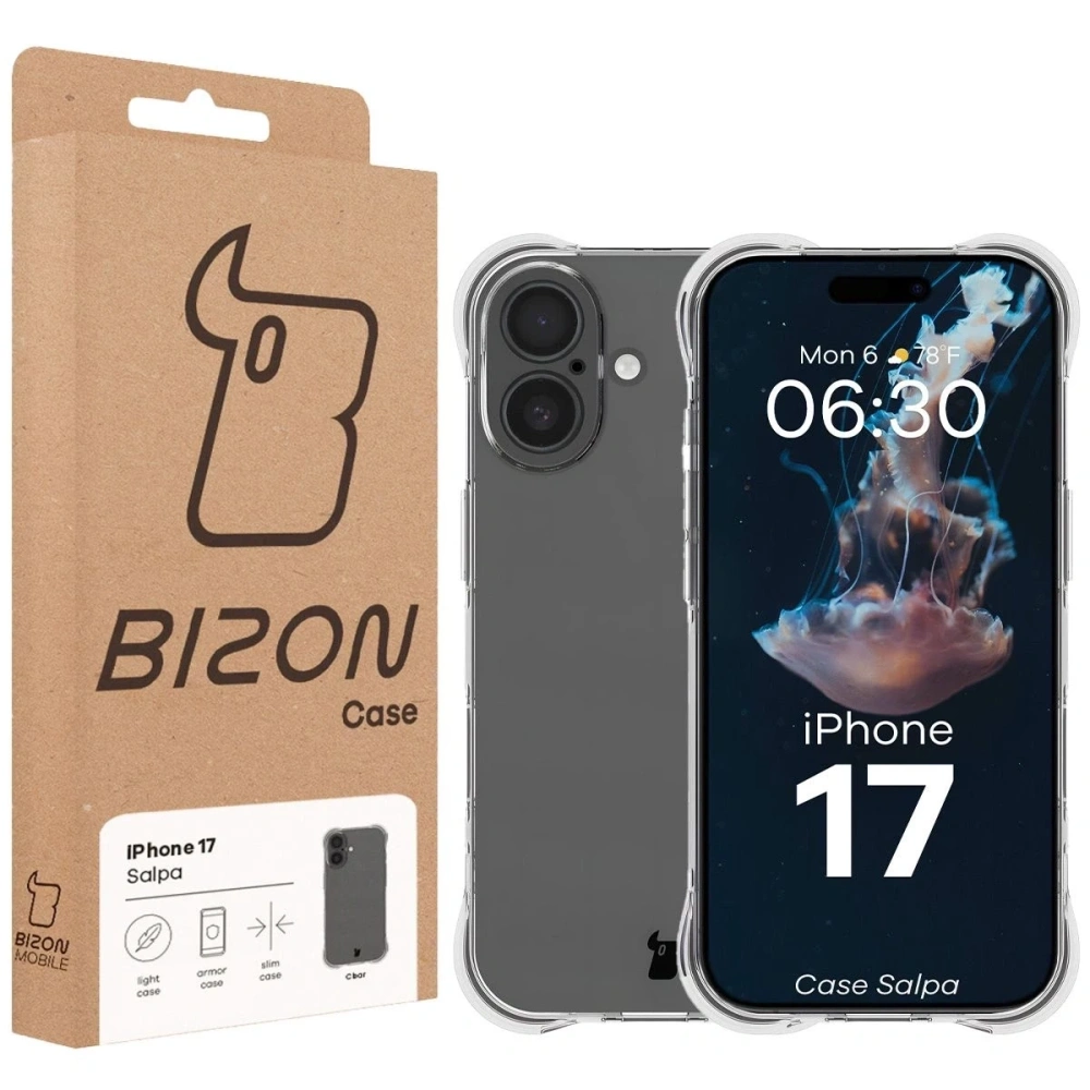 Elastyczne etui Bizon Case Salpa do Apple iPhone 17 przezroczyste