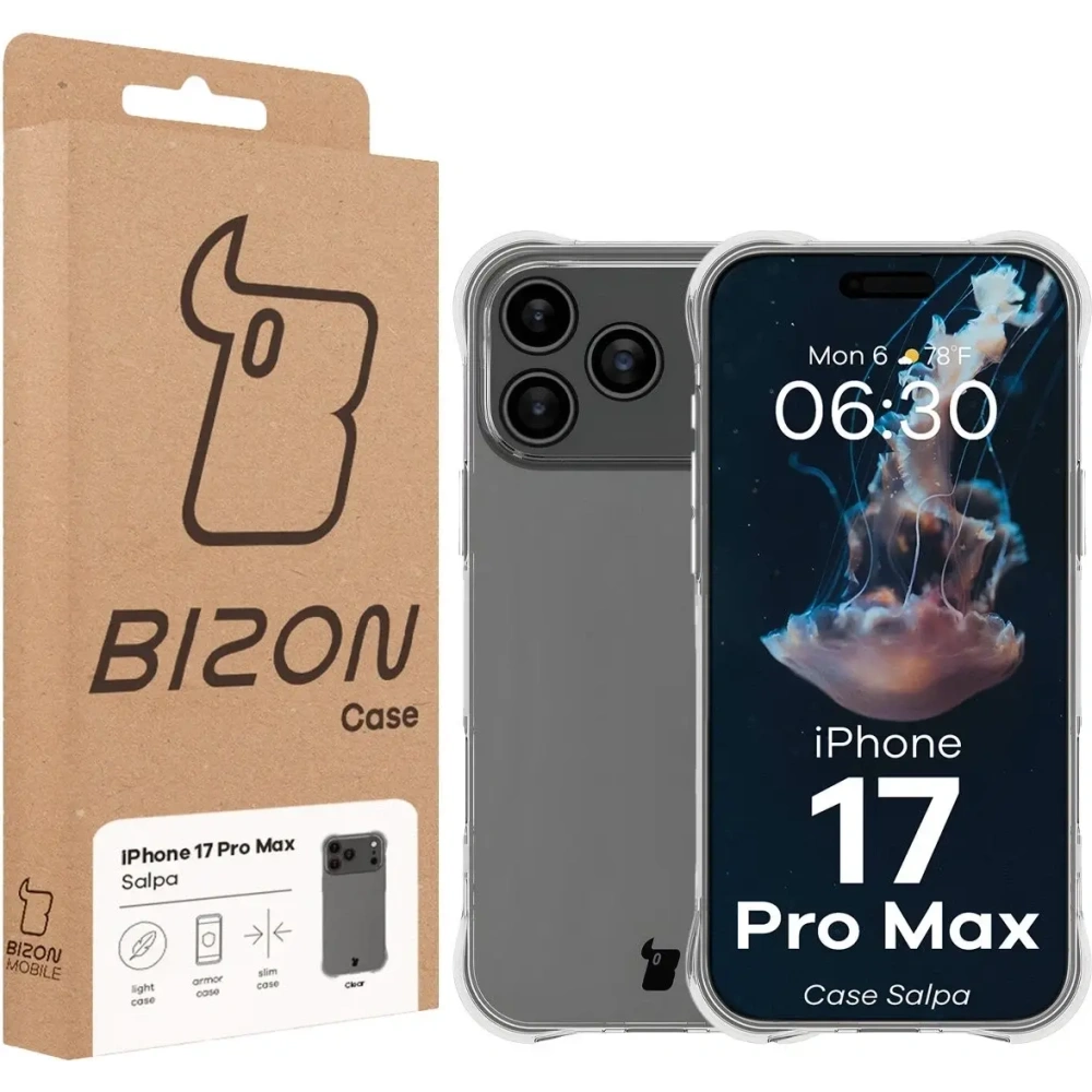 Elastyczne etui Bizon Case Salpa do Apple iPhone 17 Pro Max przezroczyste