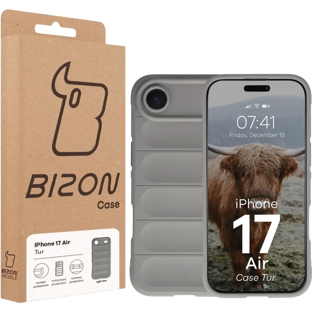 Pancerne etui Bizon Case Tur do Apple iPhone Air jasnoszare