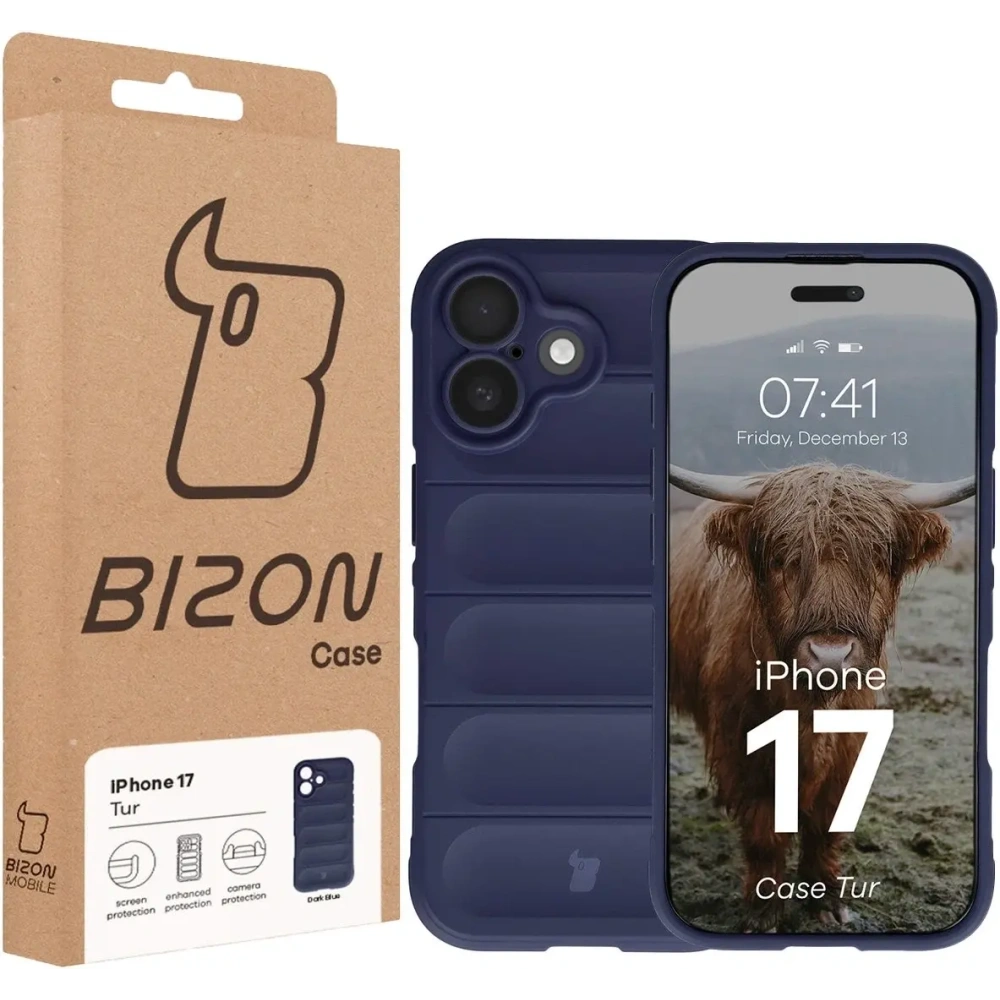 Pancerne etui Bizon Case Tur do Apple iPhone 17 granatowe