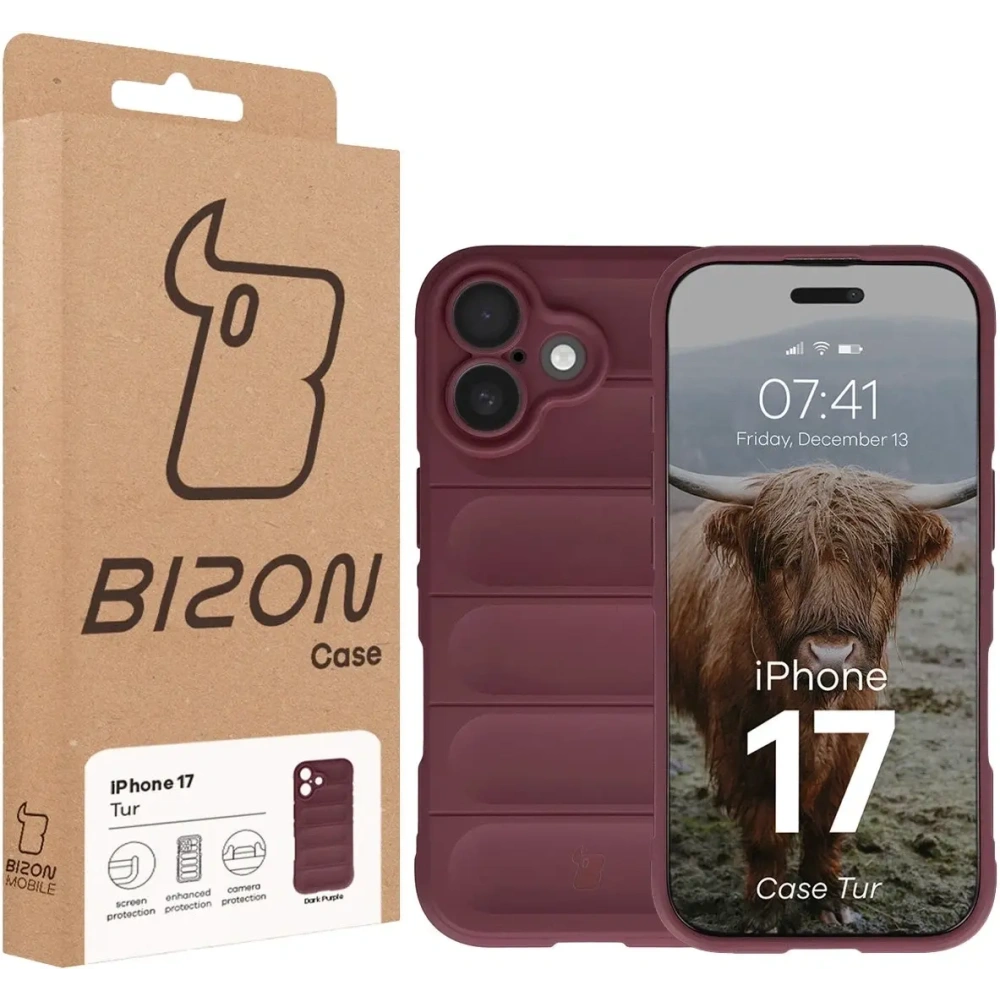 Pancerne etui Bizon Case Tur do Apple iPhone 17 burgundowe