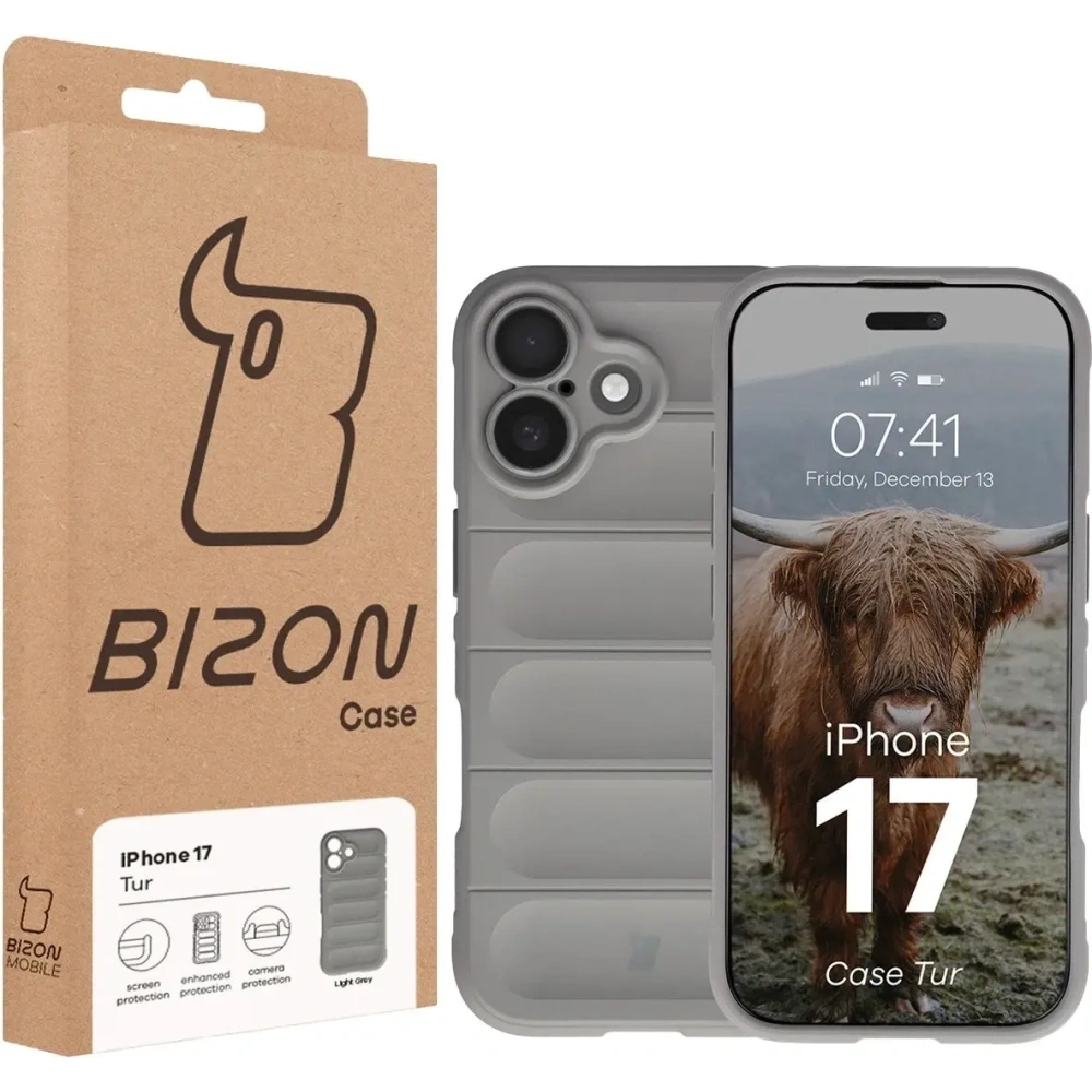 Pancerne etui Bizon Case Tur do Apple iPhone 17 jasnoszare