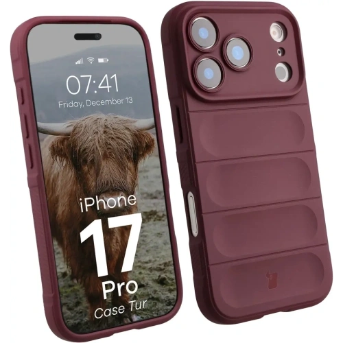 Pancerne etui Bizon Case Tur do Apple iPhone 17 Pro burgundowe