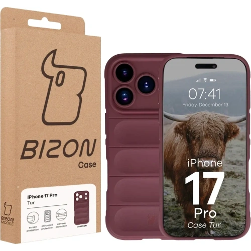 Pancerne etui Bizon Case Tur do Apple iPhone 17 Pro burgundowe