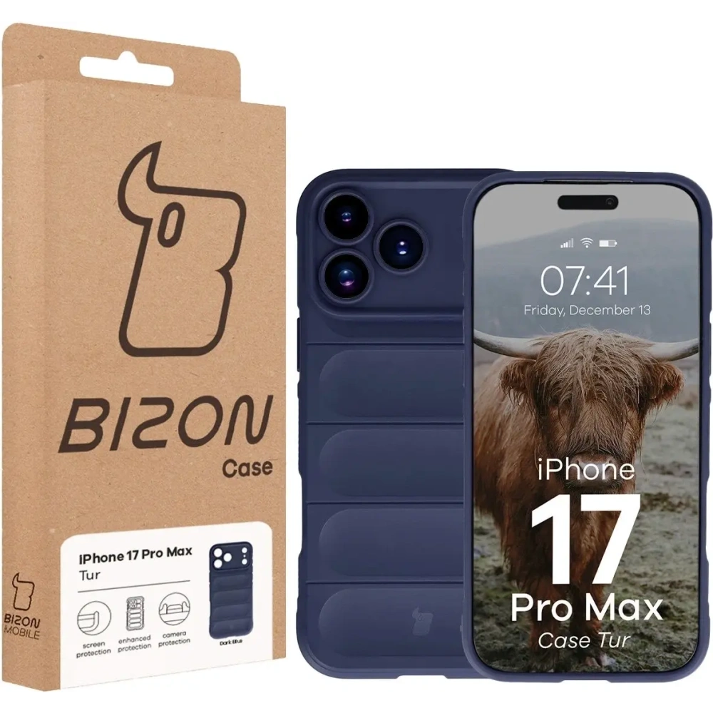 Pancerne etui Bizon Case Tur do Apple iPhone 17 Pro Max granatowe
