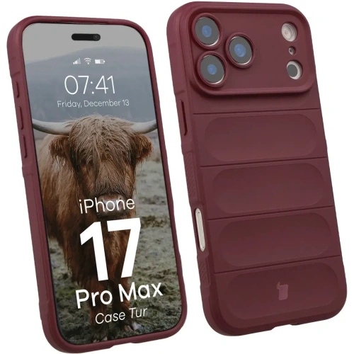 Pancerne etui Bizon Case Tur do Apple iPhone 17 Pro Max burgundowe