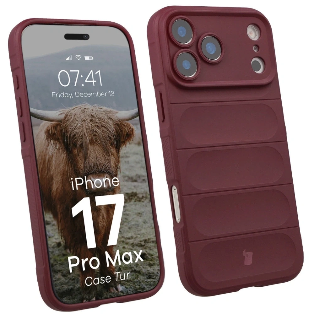 Pancerne etui Bizon Case Tur do Apple iPhone 17 Pro Max burgundowe