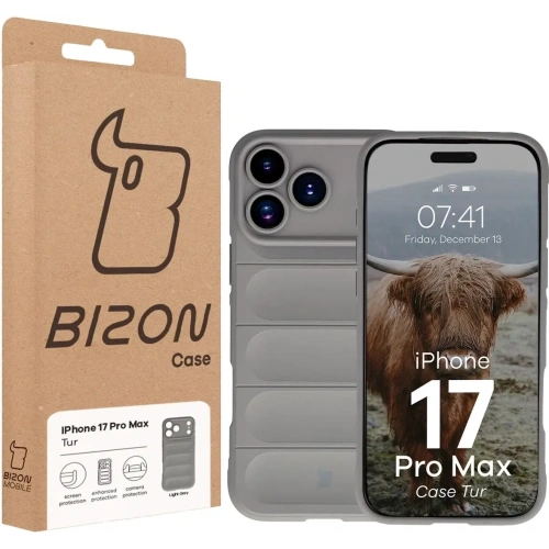 Pancerne etui Bizon Case Tur do Apple iPhone 17 Pro Max jasnoszare