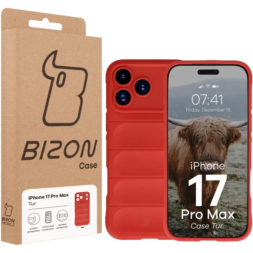 Pancerne etui Bizon Case Tur do Apple iPhone 17 Pro Max czerwone