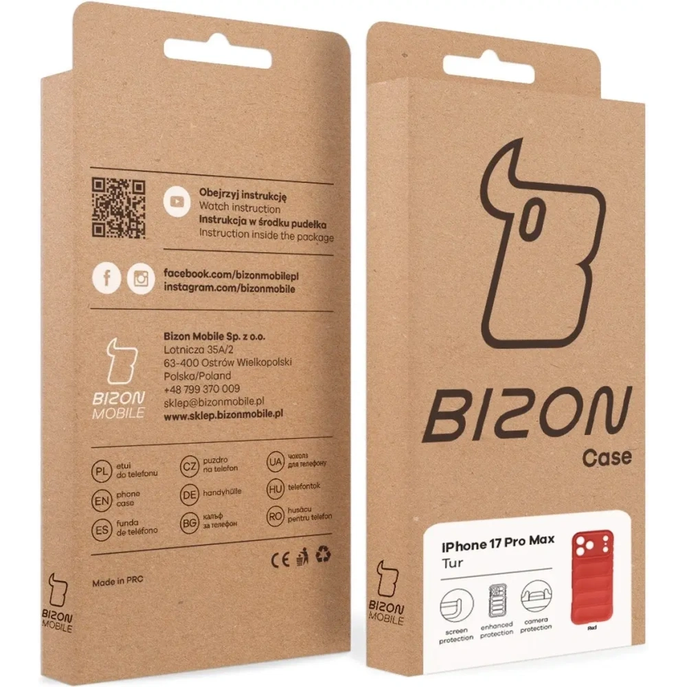 Pancerne etui Bizon Case Tur do Apple iPhone 17 Pro Max czerwone