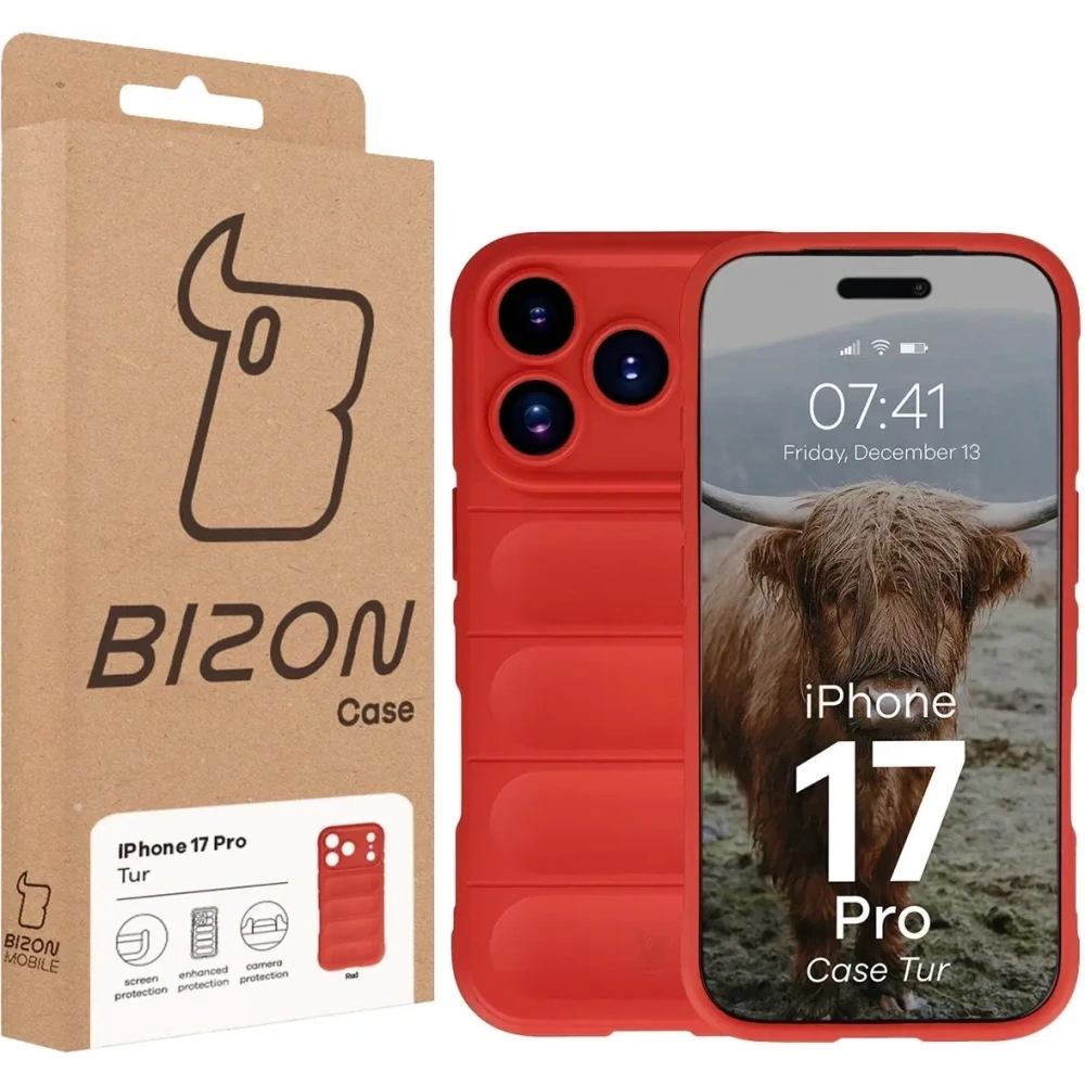 Pancerne etui Bizon Case Tur do Apple iPhone 17 Pro czerwone