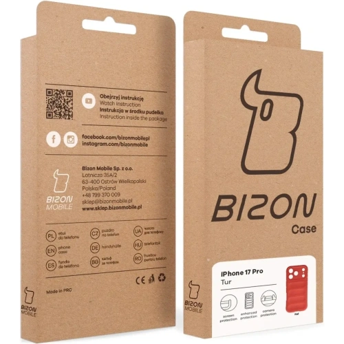 Pancerne etui Bizon Case Tur do Apple iPhone 17 Pro czerwone