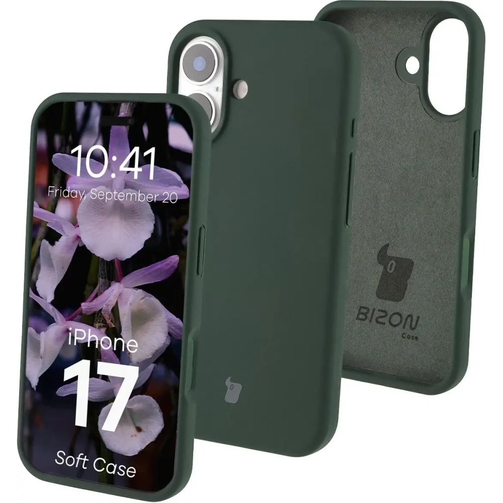 Silikonowe etui Bizon Soft Case do Apple iPhone 17 ciemnozielone