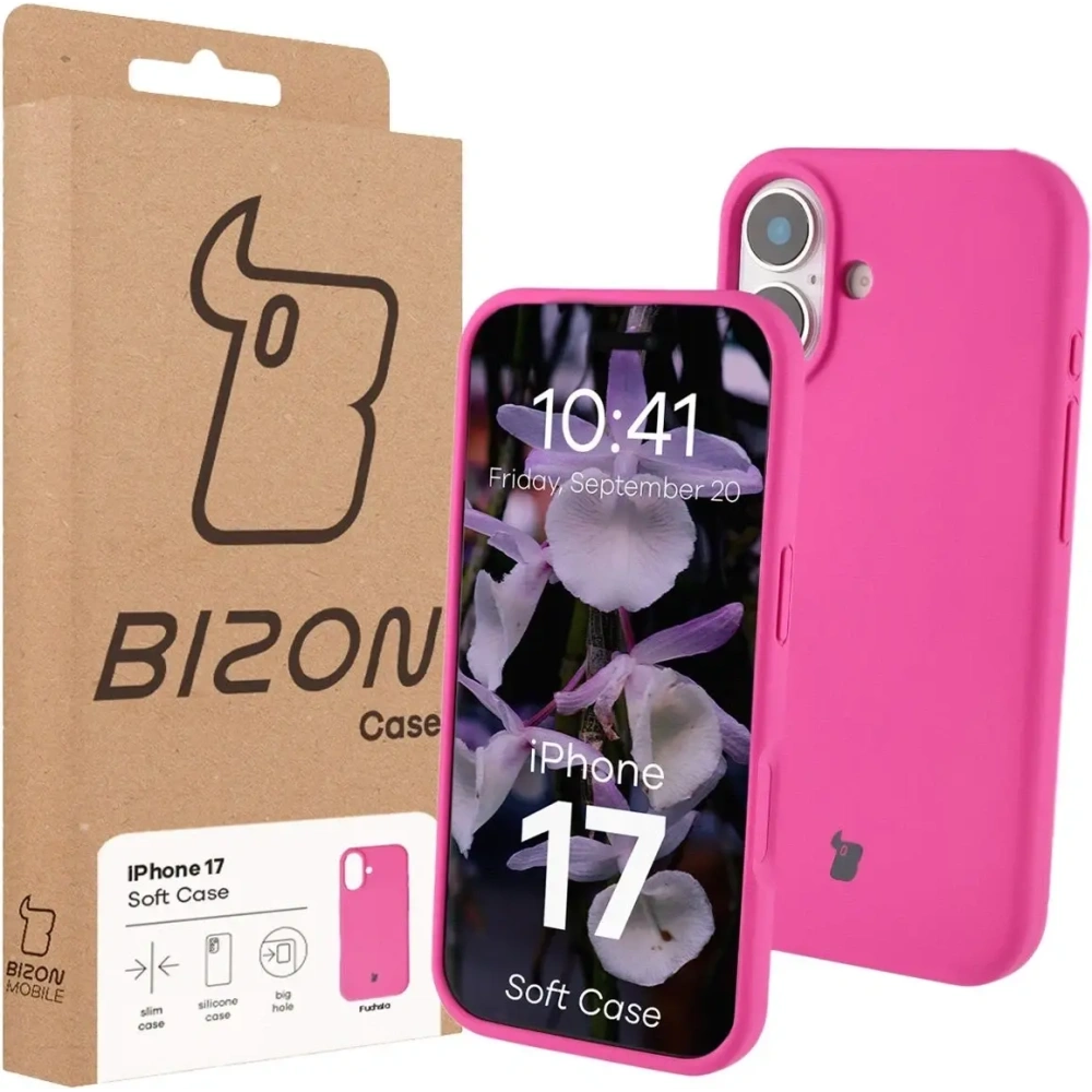 Silikonowe etui Bizon Soft Case do Apple iPhone 17 fuksja