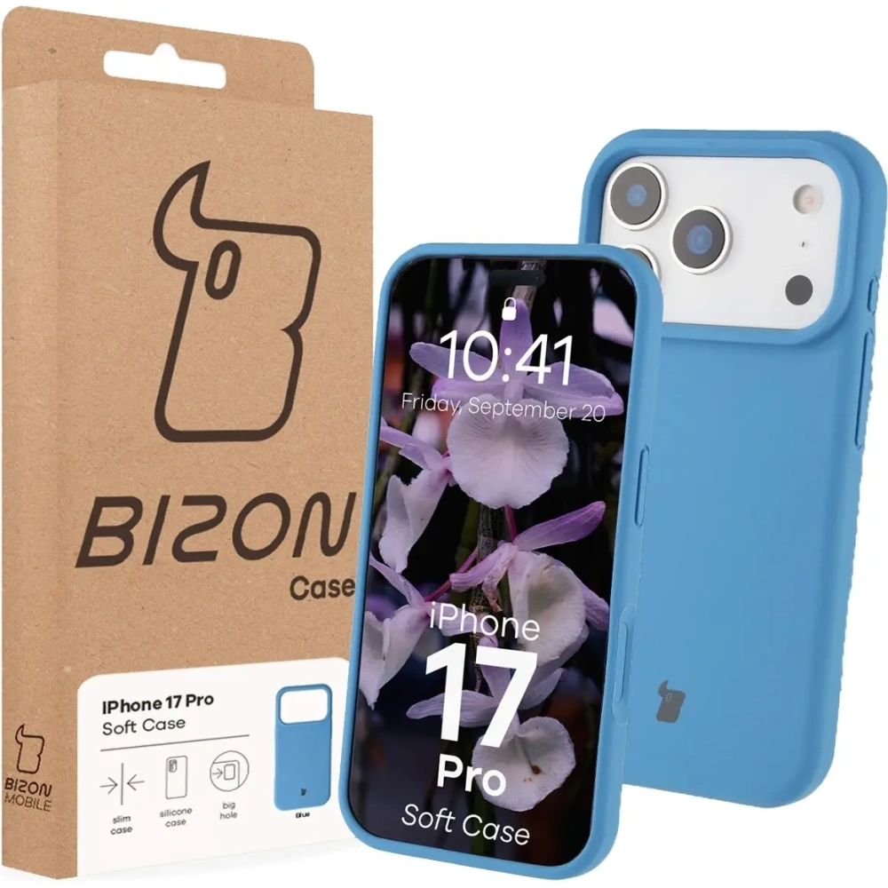 Silikonowe etui Bizon Soft Case do Apple iPhone 17 Pro niebieskie