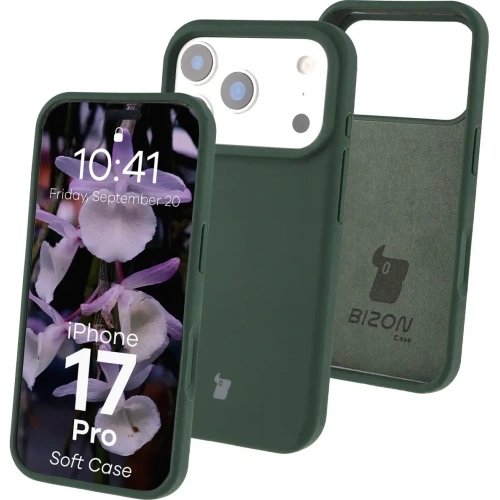 Silikonowe etui Bizon Soft Case do Apple iPhone 17 Pro ciemnozielone