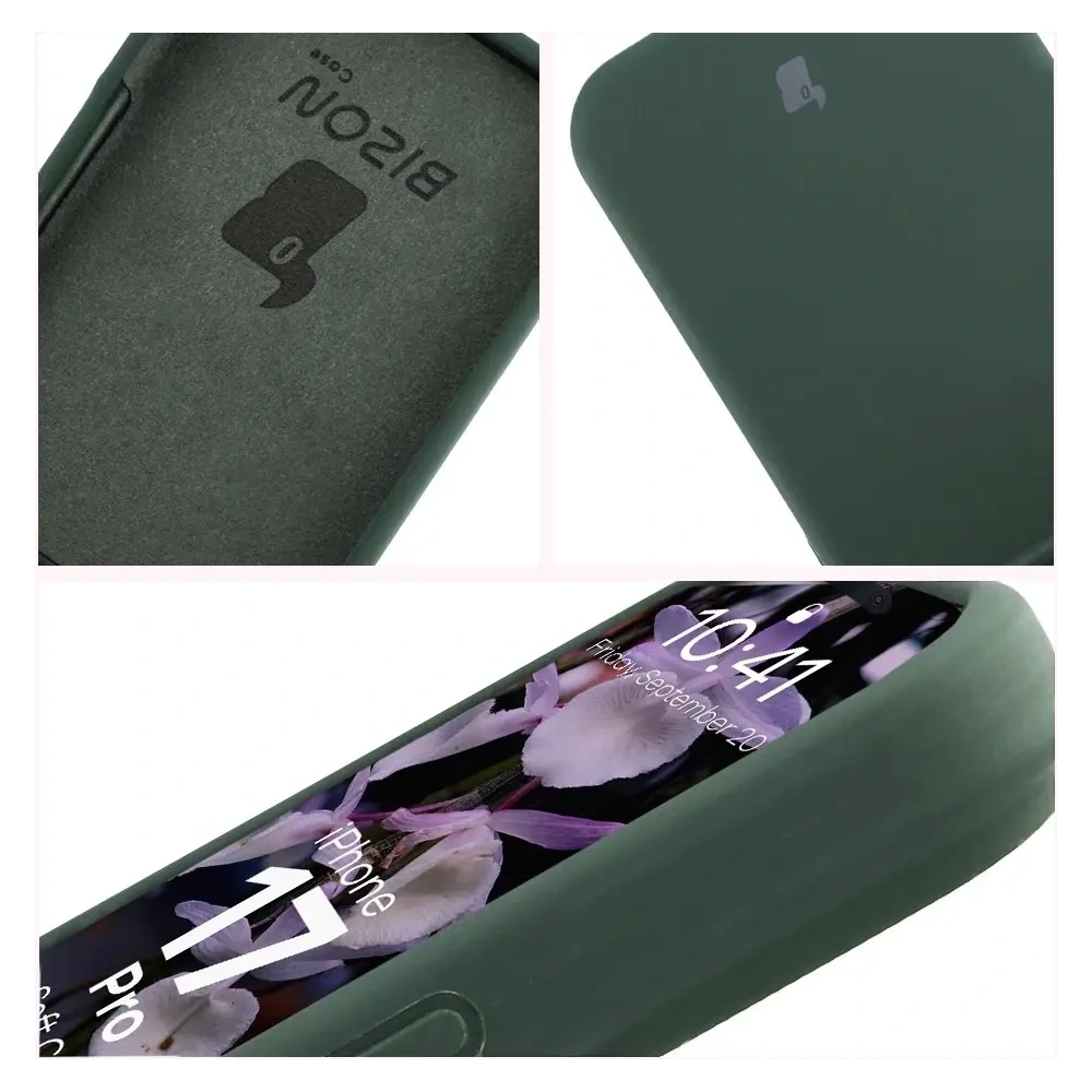 Silikonowe etui Bizon Soft Case do Apple iPhone 17 Pro ciemnozielone