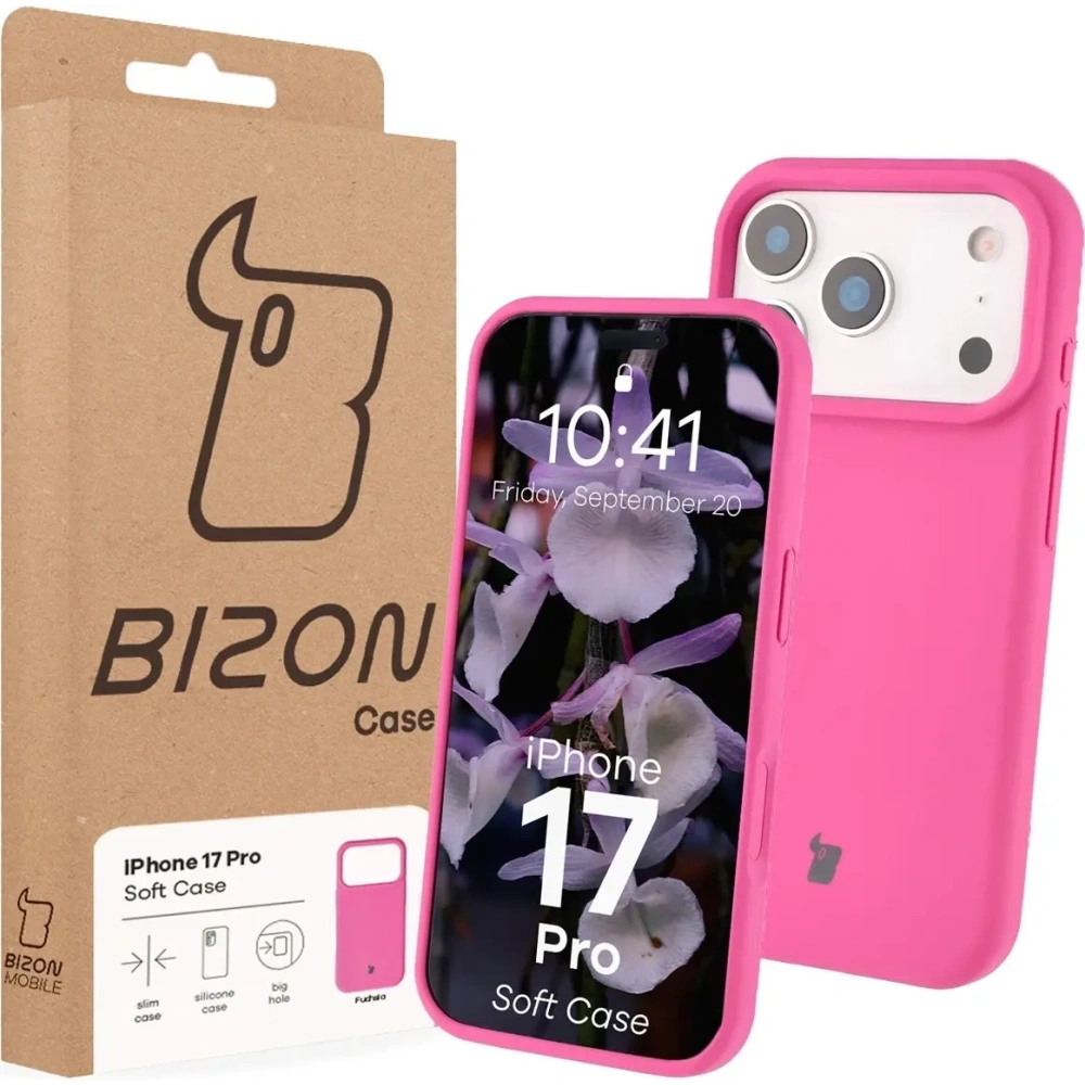 Silikonowe etui Bizon Soft Case do Apple iPhone 17 Pro fuksja