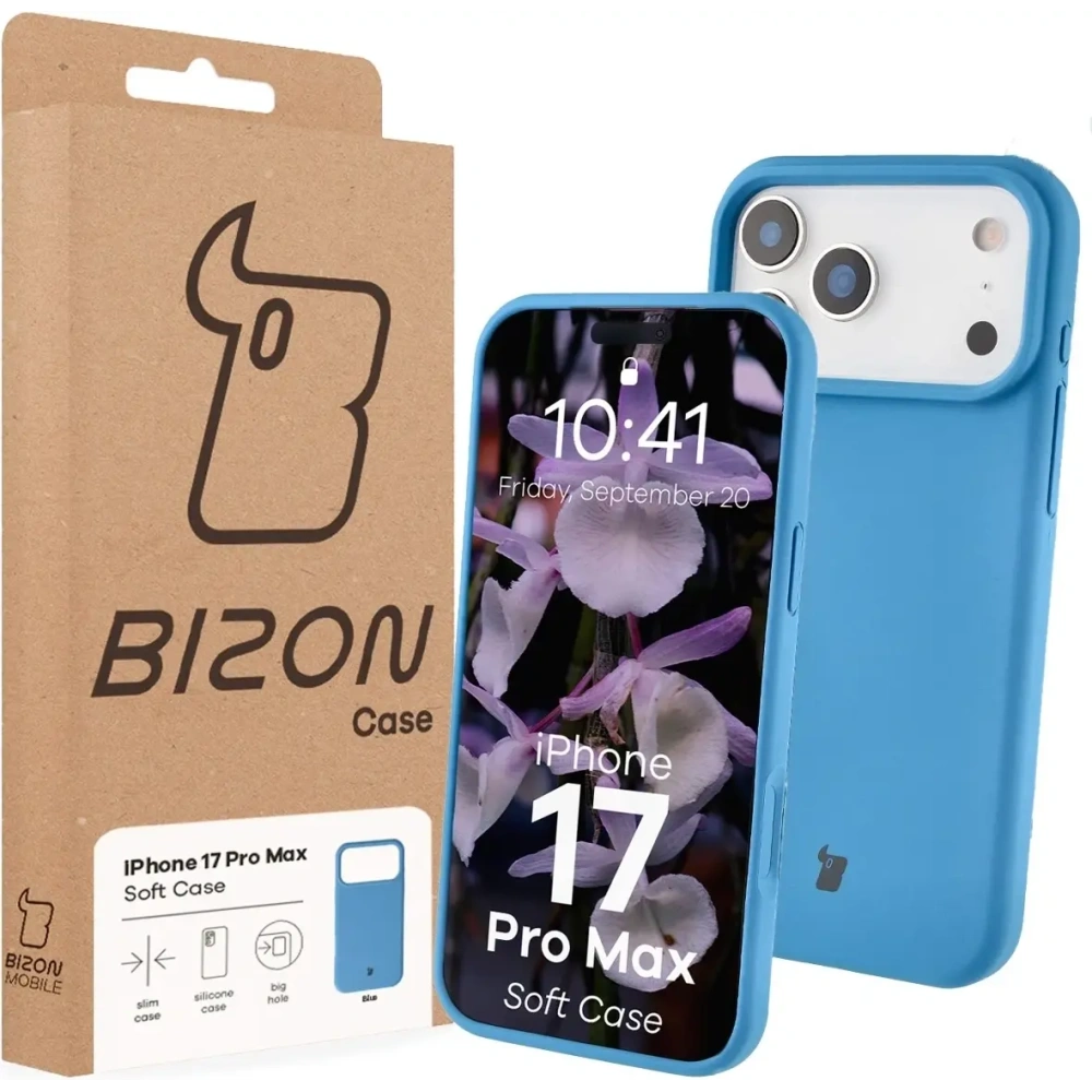 Silikonowe etui Bizon Soft Case do Apple iPhone 17 Pro Max niebieskie