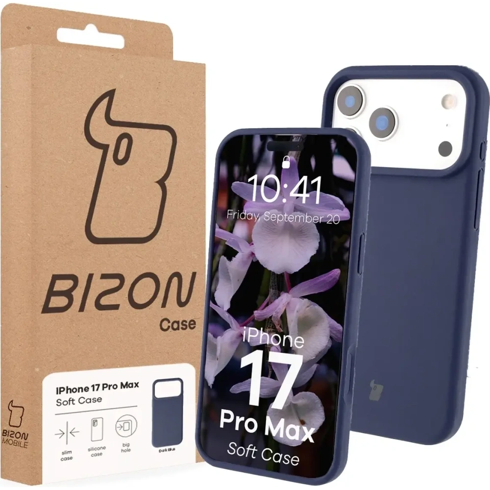 Silikonowe etui Bizon Soft Case do Apple iPhone 17 Pro Max ciemnoniebieskie