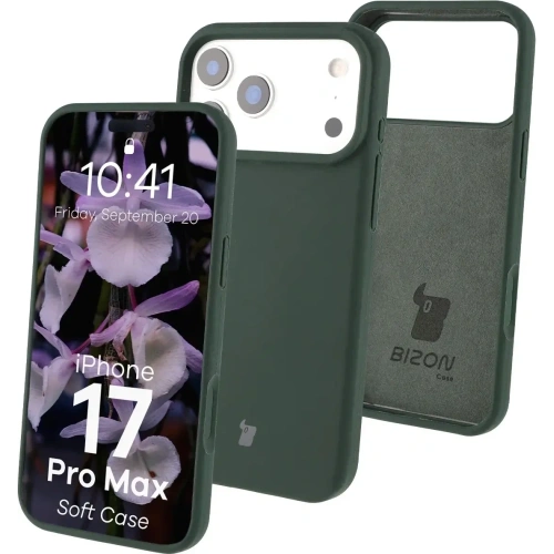 Silikonowe etui Bizon Soft Case do Apple iPhone 17 Pro Max ciemnozielone