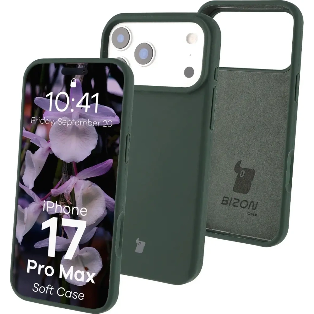 Silikonowe etui Bizon Soft Case do Apple iPhone 17 Pro Max ciemnozielone
