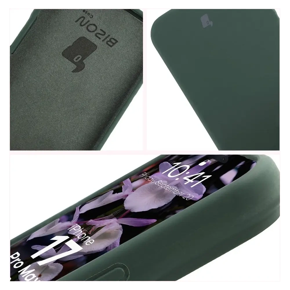 Silikonowe etui Bizon Soft Case do Apple iPhone 17 Pro Max ciemnozielone