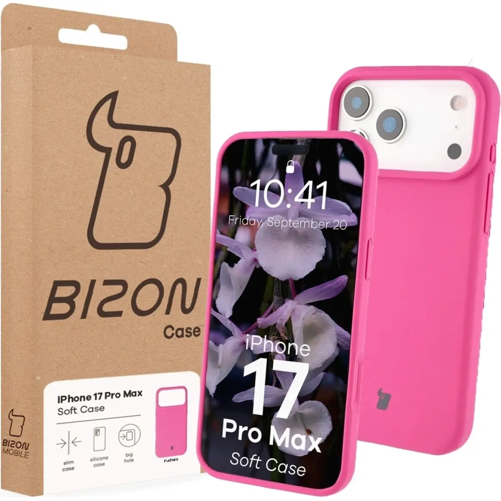 Silikonowe etui Bizon Soft Case do Apple iPhone 17 Pro Max fuksja