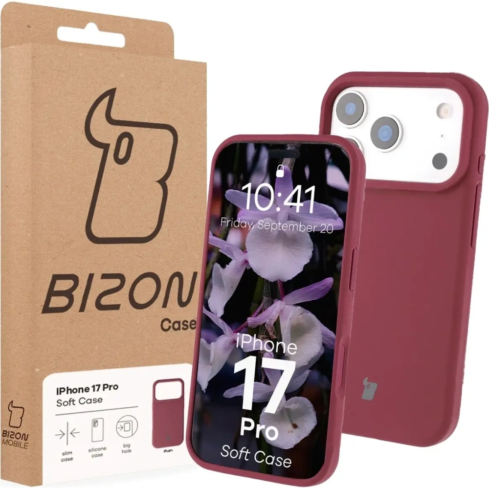 Silikonowe etui Bizon Soft Case do Apple iPhone 17 Pro ciemnofioletowe