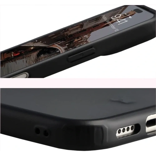 Etui Bizon Case Angelo do Apple iPhone 17 przydymione z czarną ramką