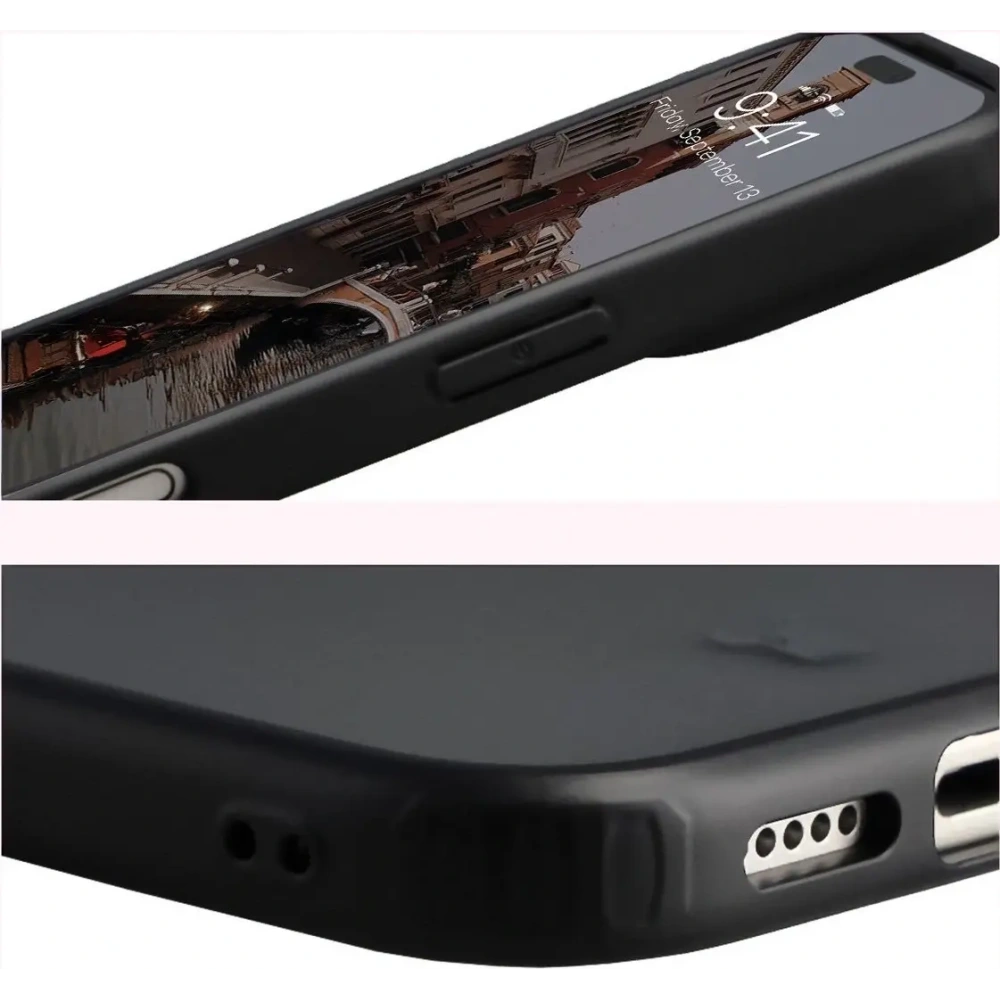 Etui Bizon Case Angelo do Apple iPhone 17 przydymione z czarną ramką