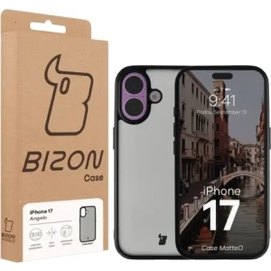 Etui Bizon Case Angelo do Apple iPhone 17 przydymione z czarną ramką